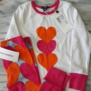 NWT Marimekko Girls Hearts 2 PC Pajamas Set